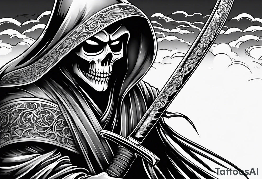 Katana and grim reaper tattoo idea