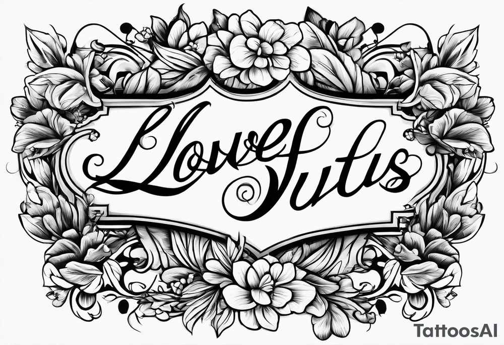 love us script font, no background tattoo idea