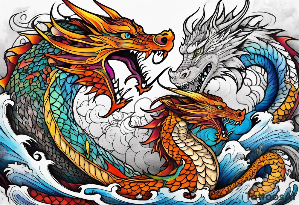 roaring dragons tattoo idea