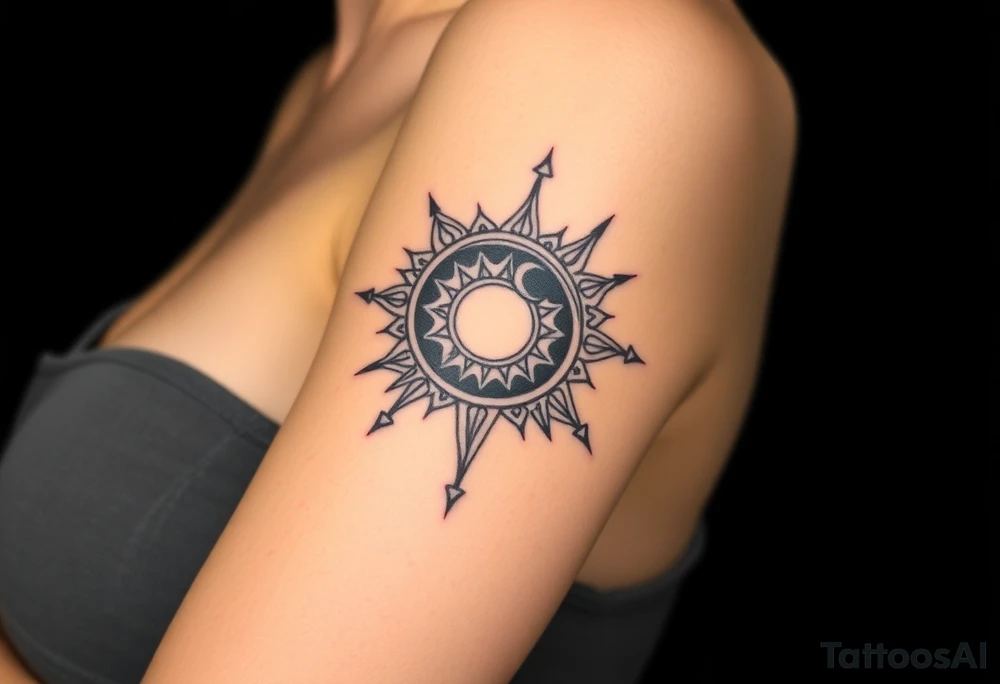 celestial sun and moon embrace with constellation patterns tattoo idea