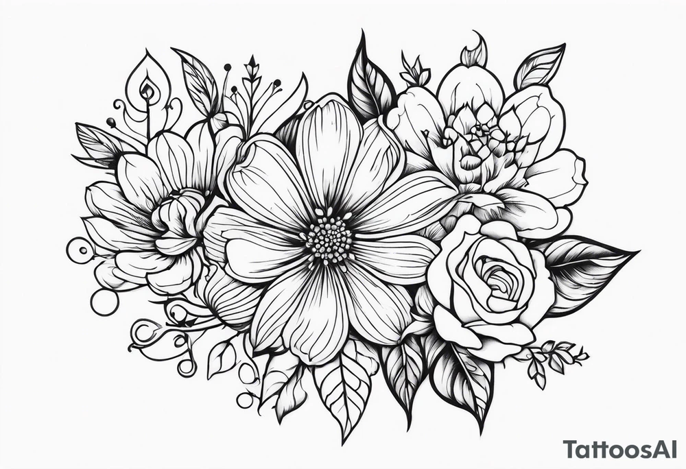 ornaments of flowers tattoo idea