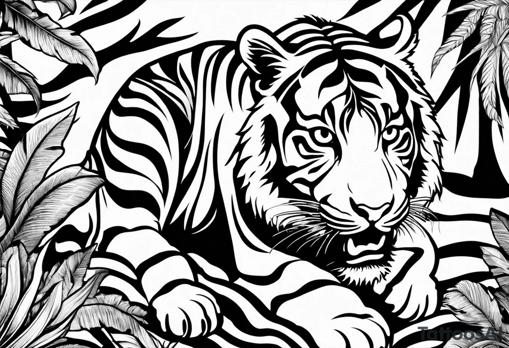 forearm 
safari tiger tattoo idea