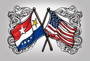Tribal art holding the Puerto Rican, U.S.  Virgin Islands and Trinidad flags tattoo idea