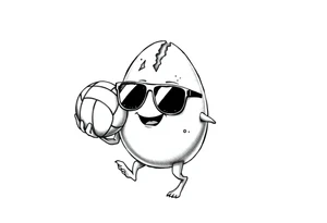 walking egg with broken sheel in sunglasses,
, holding a volleyball tattoo idea