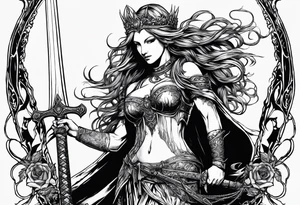 the goddess nemesis sword scary blood hell tattoo idea