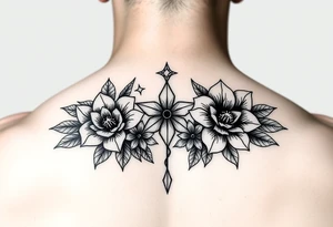 stars flowers tattoo idea