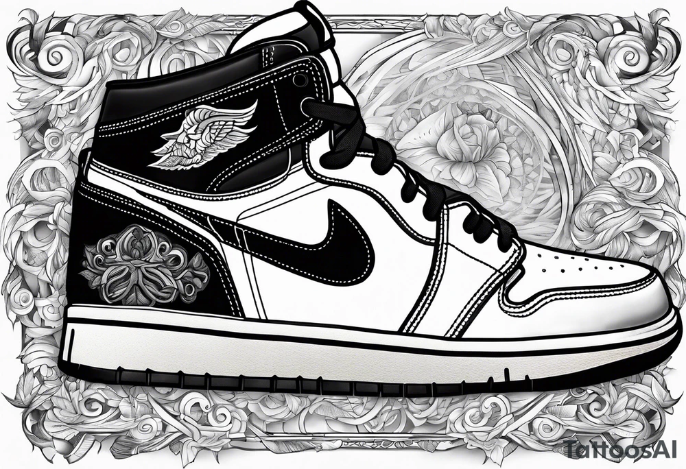 Nike air Jordan 1 sneaker tattoo idea