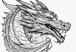 Geometric aquatic dragon cute tattoo idea