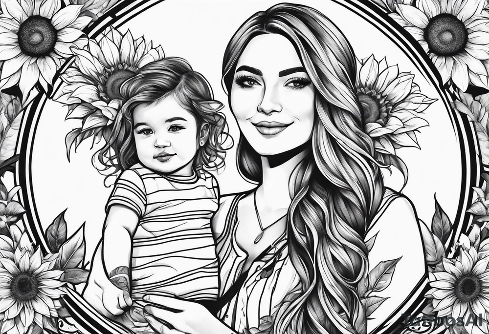 family with sunflowers tattoo idea
