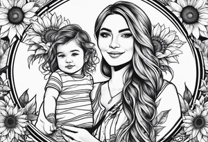 family with sunflowers tattoo idea