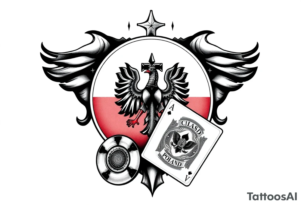 Poland symbol and poker cards Add casino money to it. tattoo idea