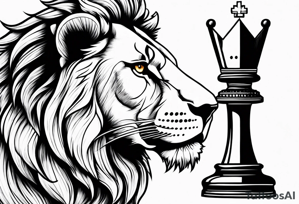 Chess king piece with lion tattoo idea