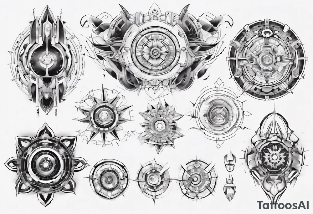 Make a mandala with a futuristic look tattoo idea