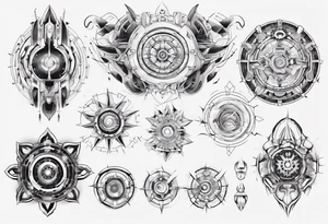Make a mandala with a futuristic look tattoo idea