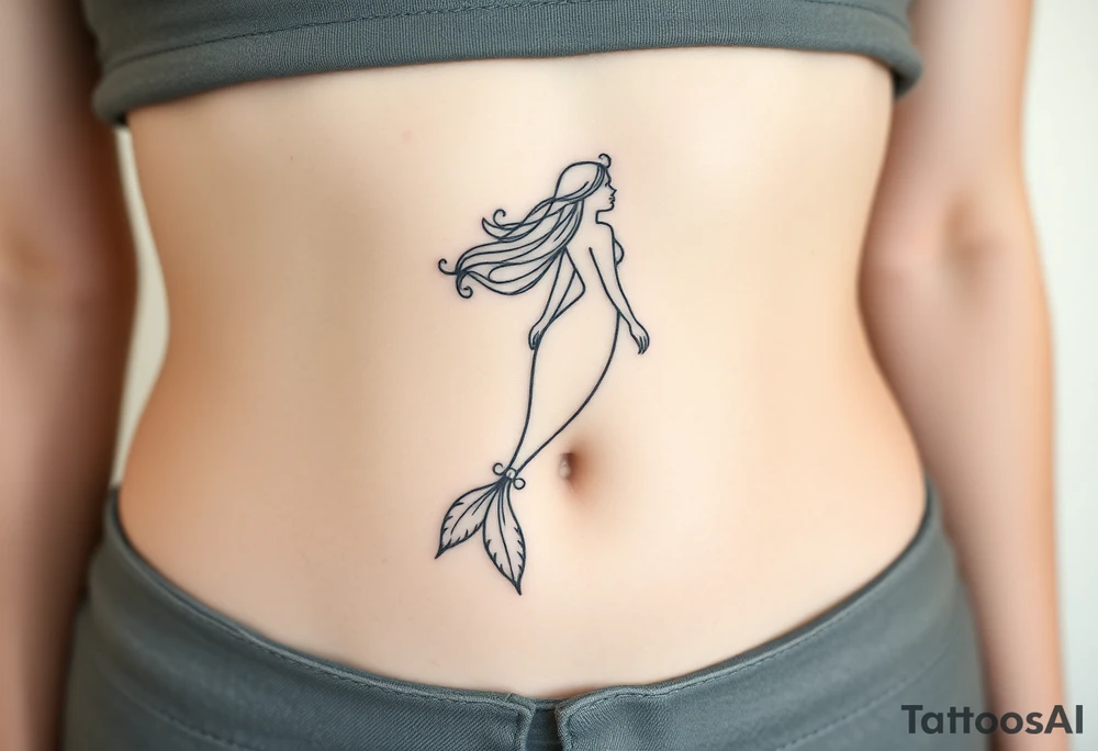 Mermaid light grainy tattoo idea