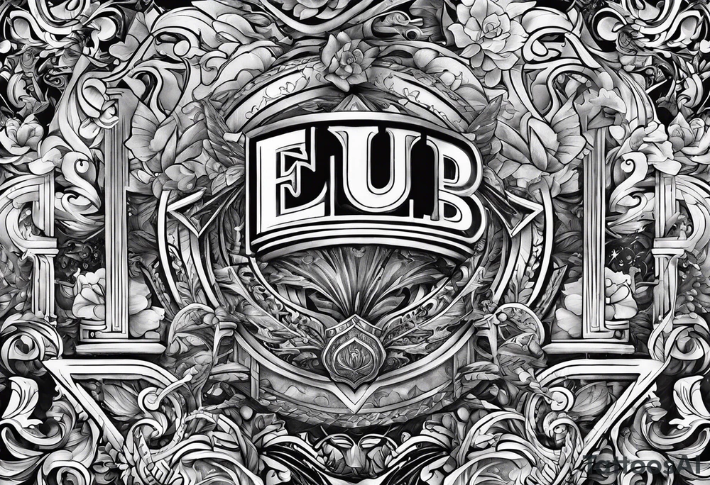 Make a shape by combining letters "EUB" tattoo idea