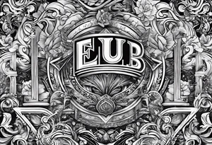 Make a shape by combining letters "EUB" tattoo idea