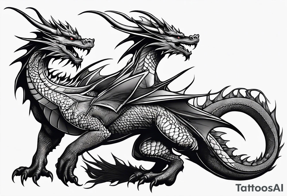 Dragon out of single line tattoo idea