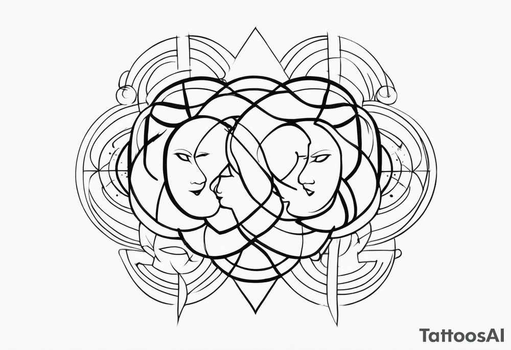 Gemini family unique tattoo idea