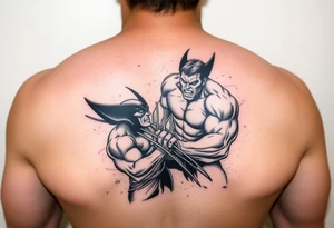 Marvels Wolverine fighting the incredible hulk tattoo idea