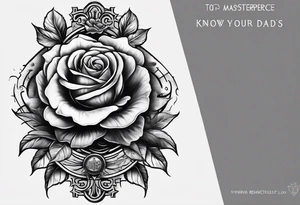 Cross that says know your worth as well as my dads birthday the 30th of August 1966 and a rose tattoo idea
