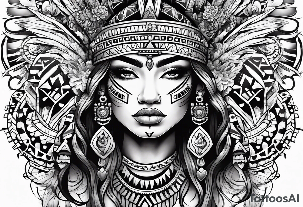 Dripping Aztec priness tattoo idea