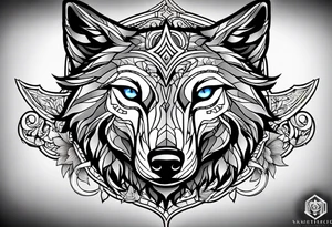 Neotraditional wolf tattoo idea