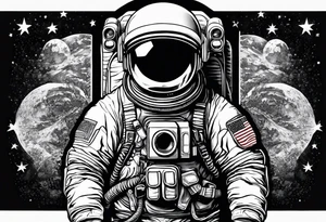 Astronaut wearing a peace bandanna tattoo idea