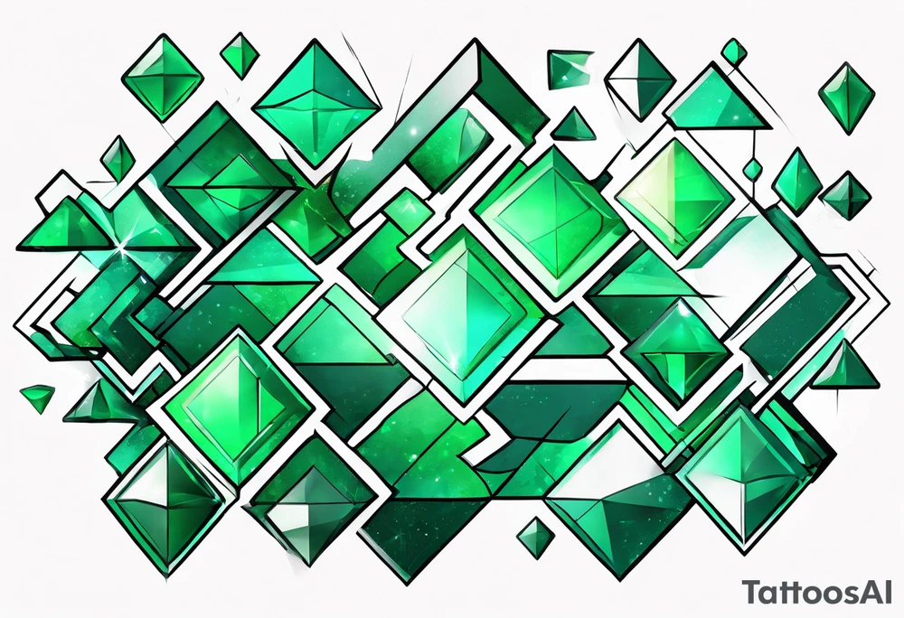 Emerald color Puzzle pieces tattoo idea