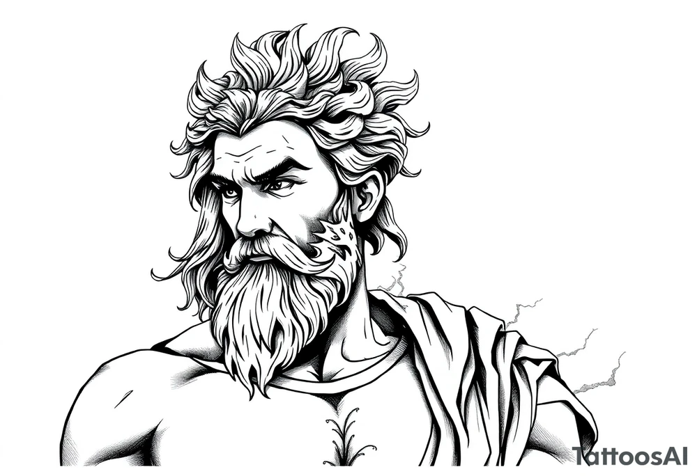 GREEK GOD LOOKING OVER HIS EMPIRE tattoo idea