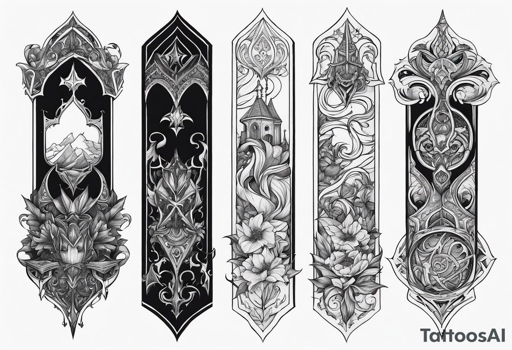 Medieval fantasy sleeve tattoo tattoo idea