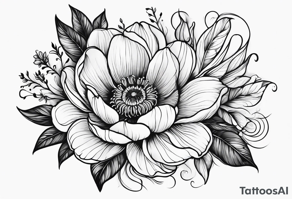 March, April June November December birth flowers tattoo idea