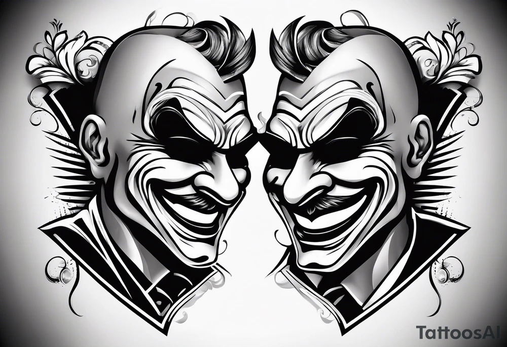 Smile now cry later gangster art masks tattoo idea