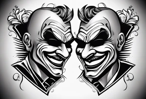 Smile now cry later gangster art masks tattoo idea