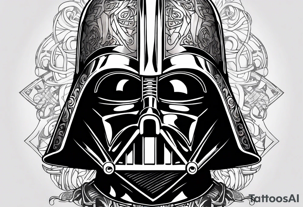 Burnt darth vader helmet with a gladiator tattoo idea