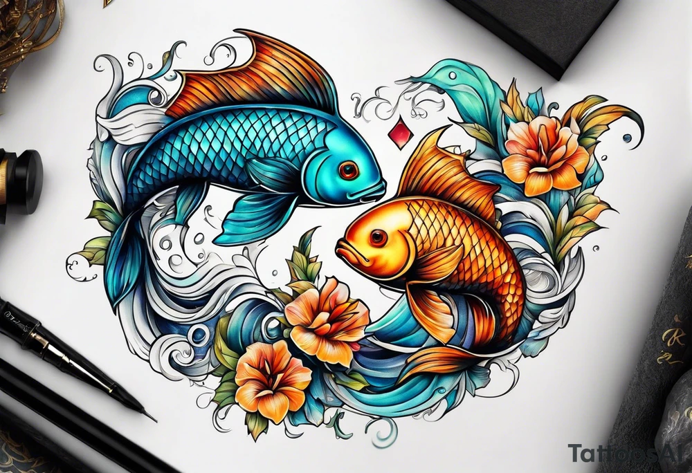 Pisces zodiac tattoo idea