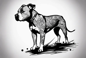 pattern rock and roll punk rock pitbull tattoo idea