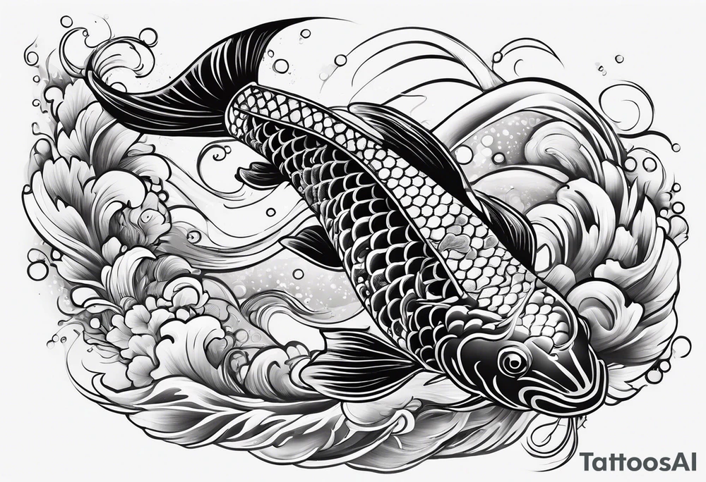 una carpa koi che esce dall'acqua tattoo idea