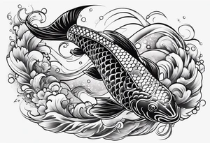 una carpa koi che esce dall'acqua tattoo idea
