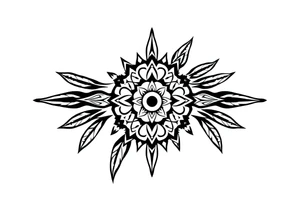 spiritual bold line feather indian mandala shaman tattoo idea