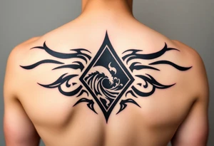 A sharp edged powerful wave with  inside of a elongated diamond tattoo idea