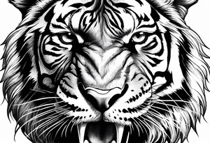 Detailed Realism, Fierce tiger roaring tattoo idea