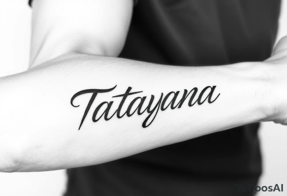 Tattoo for a man that says the name “Tatayana” tattoo idea