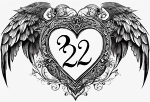 A heart in the form of the number 22 with wings tattoo idea