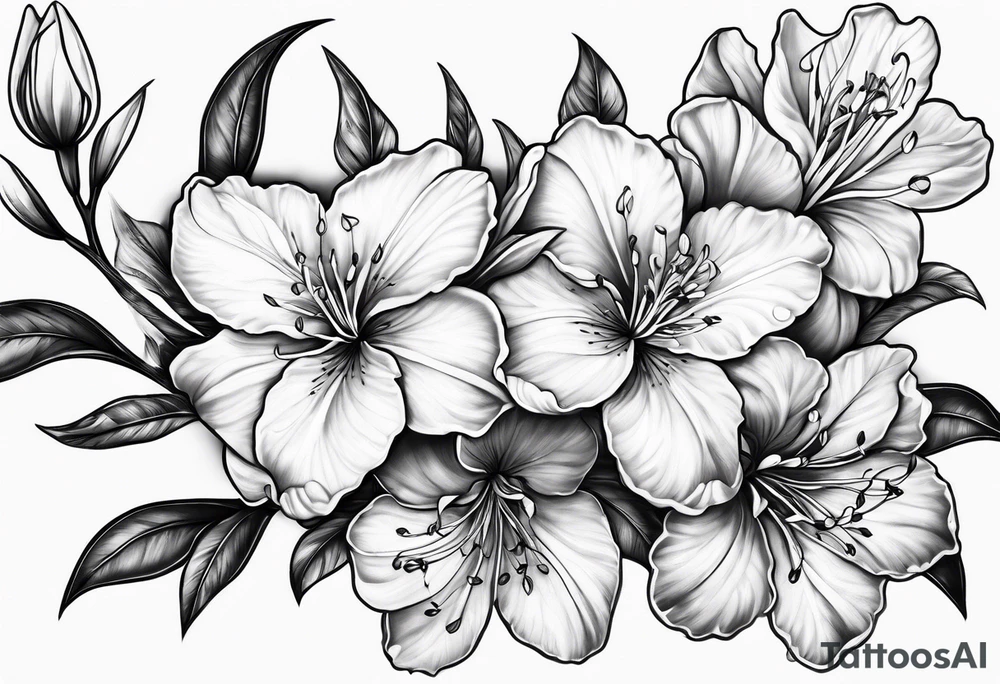 5-petal azaleas along a long branch tattoo idea