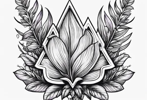 Arrowhead wrapped in lavender plant tattoo idea