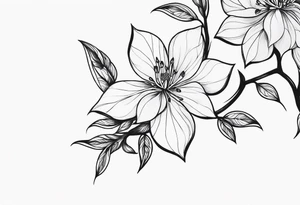 Shoulder and collarbone tattoo of a vibe of night-blooming Jasmine. The tattoo should have a spider web on the branches tattoo idea