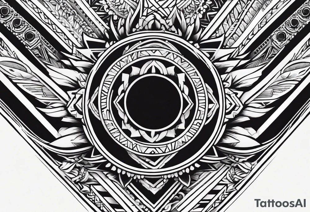 geometric hawaiian tradtional style arm band fill the outline of the big island of hawaii tattoo idea