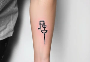 tatto with detailed vertical
 system of piping coming from a sink down a forearm tattoo idea
