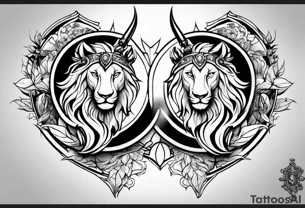Leo and sagittarius zodiac symbols tattoo idea